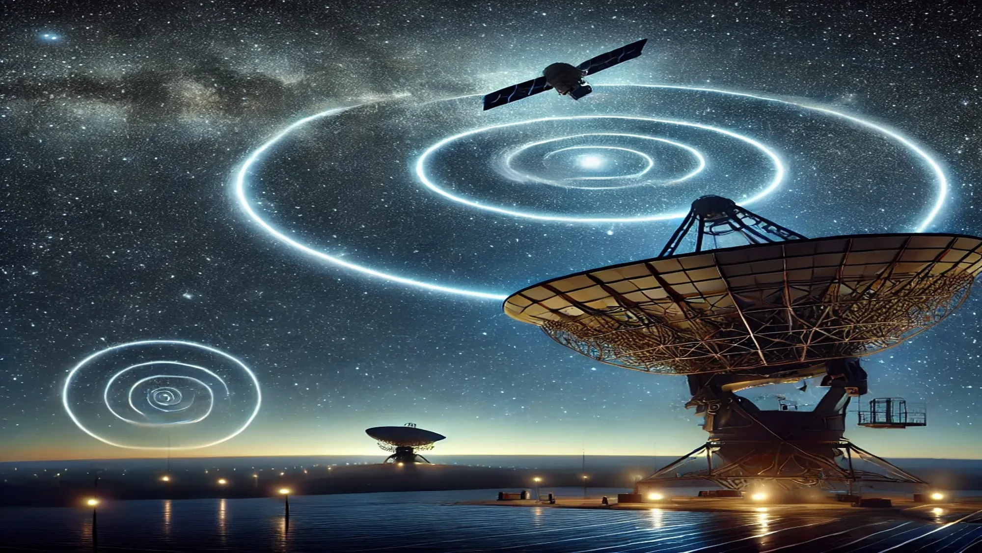 Picture showing a dish communicating with a satellite