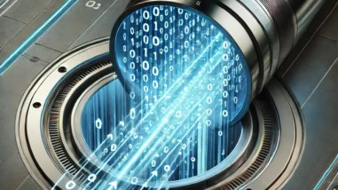 Picture of digital data flowing through a pipeline being tapped