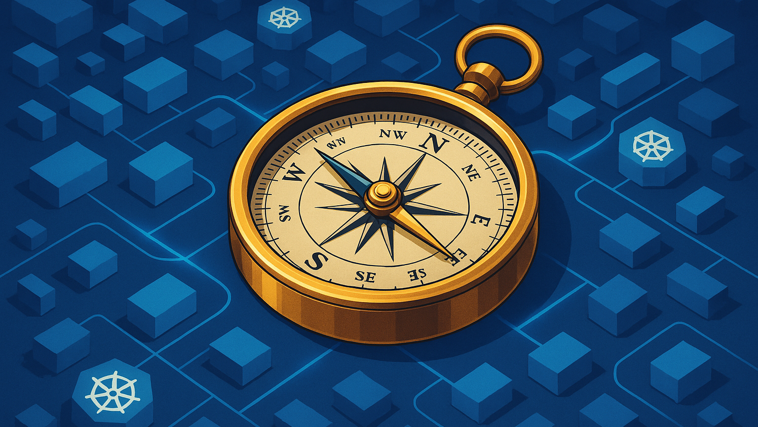 Picture showing compass navigating through K8s pods