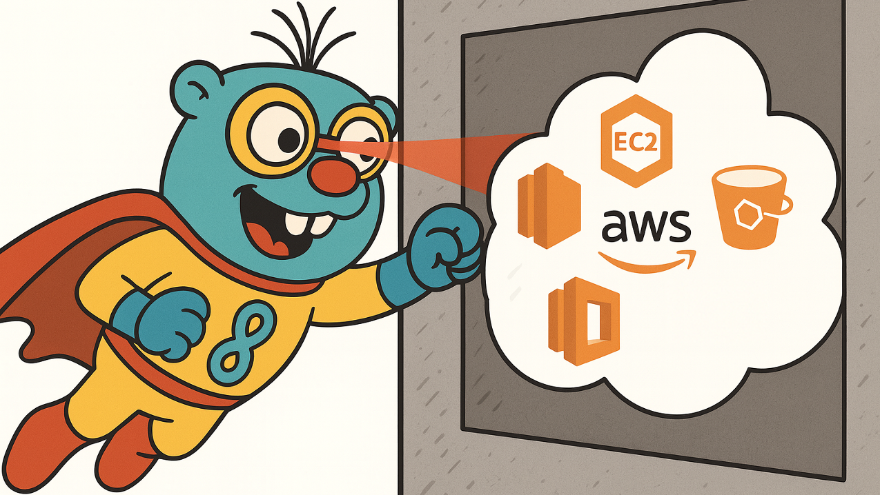Image showing Gonzo using x-ray vision to analyze logs from AWS infrastructure