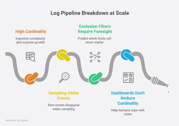 Why traditional log pipelines fail infographic
