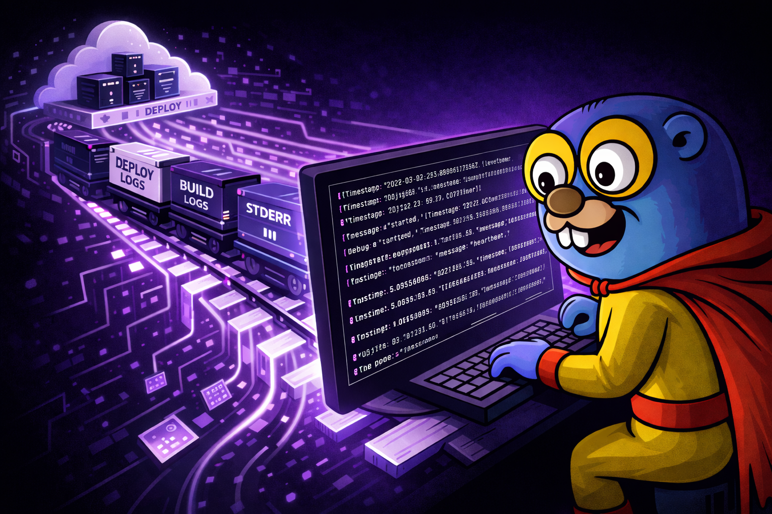 Image showing Gonzo TUI streaming logs from railway.com