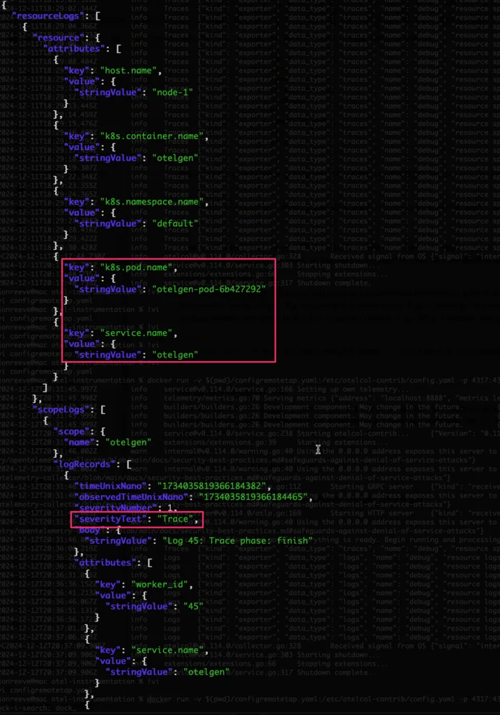 Picture showing Introspecting the Logs JSON from the remote tap processor