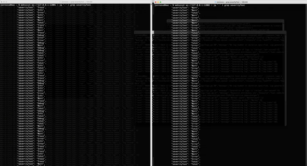 Showing logs in the terminal for remote tap processor at the start and end of the pipeline