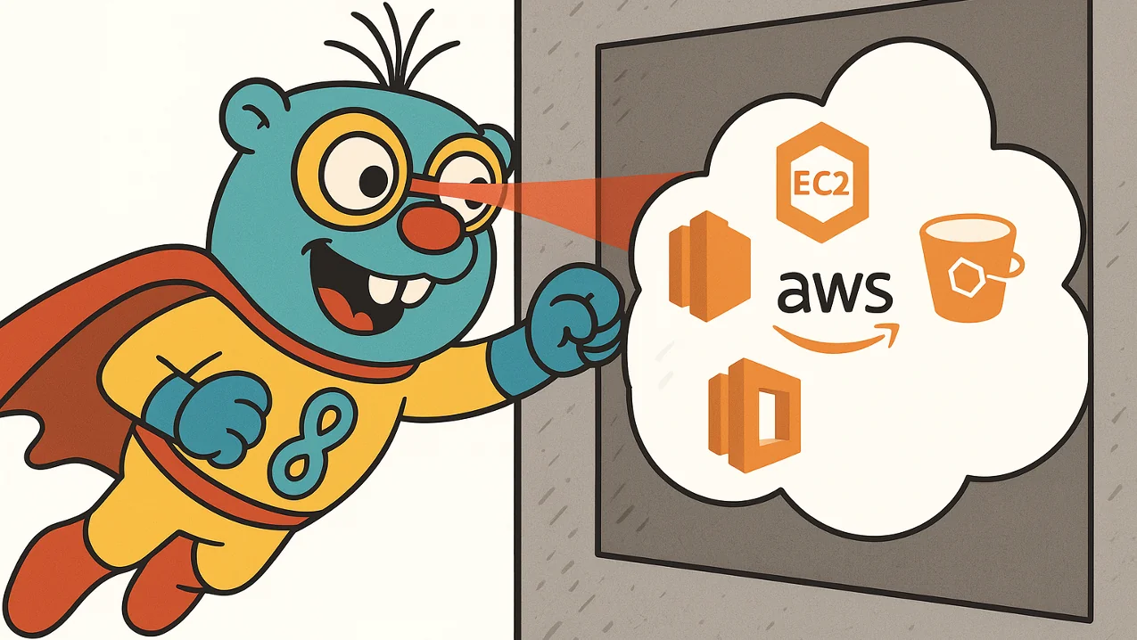 Image showing Gonzo using x-ray vision to analyze logs from AWS infrastructure